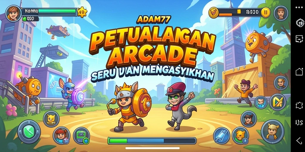 Tampilan seru gameplay ADAM77 dengan berbagai tantangan arcade.