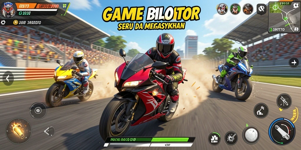 Screenshot gameplay CERITOTO menampilkan aksi balap motor yang menegangkan.