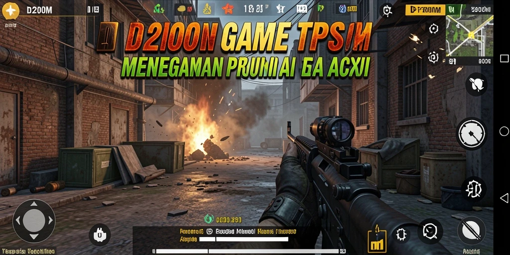 Screenshot gameplay D200M menampilkan aksi TPS yang intens.