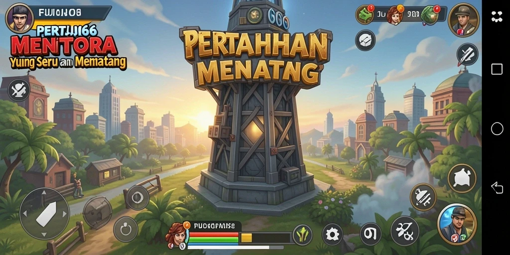 Gameplay seru FUJI66 saat mempertahankan menara dari serangan musuh.