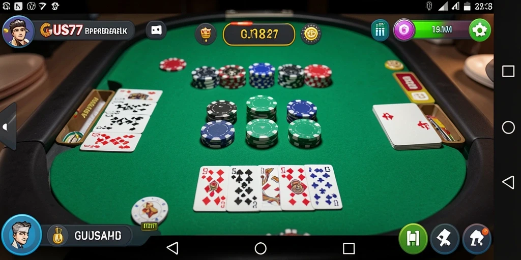 Screenshot gameplay GUS77 menampilkan suasana seru permainan Gaple.
