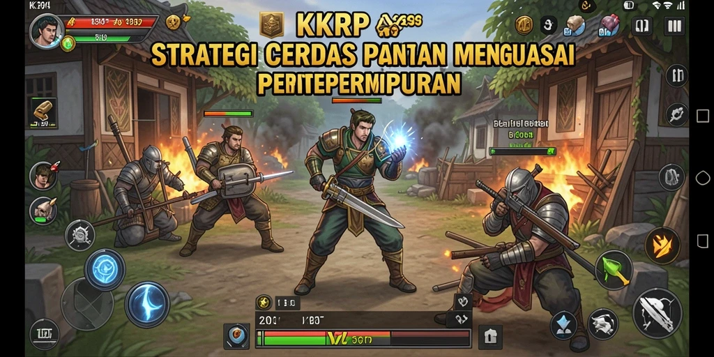 Screenshot menunjukkan pertempuran taktik intens dalam KKRP.