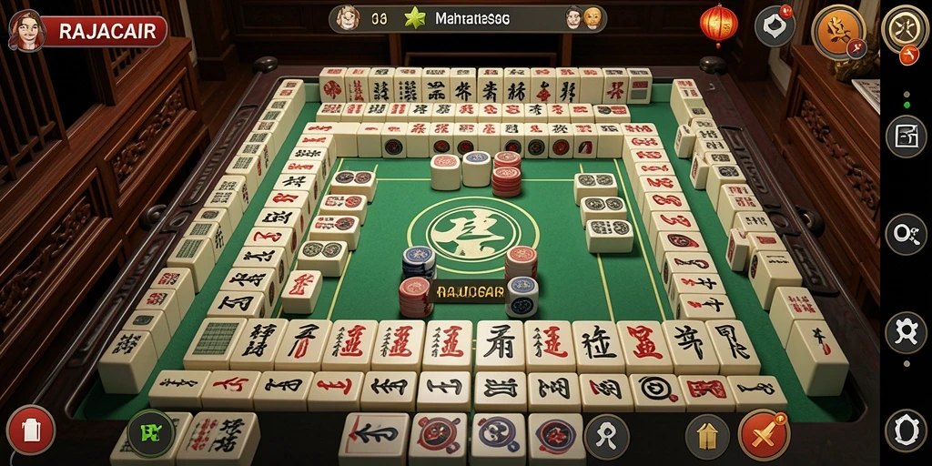 Screenshot utama RAJACAIR menampilkan gameplay Mahjong yang seru.